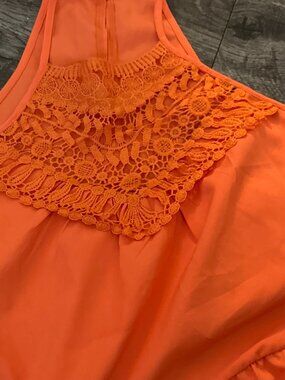 Plus Size 2XL Coral Lace Tank Boho Flowy Summer Top